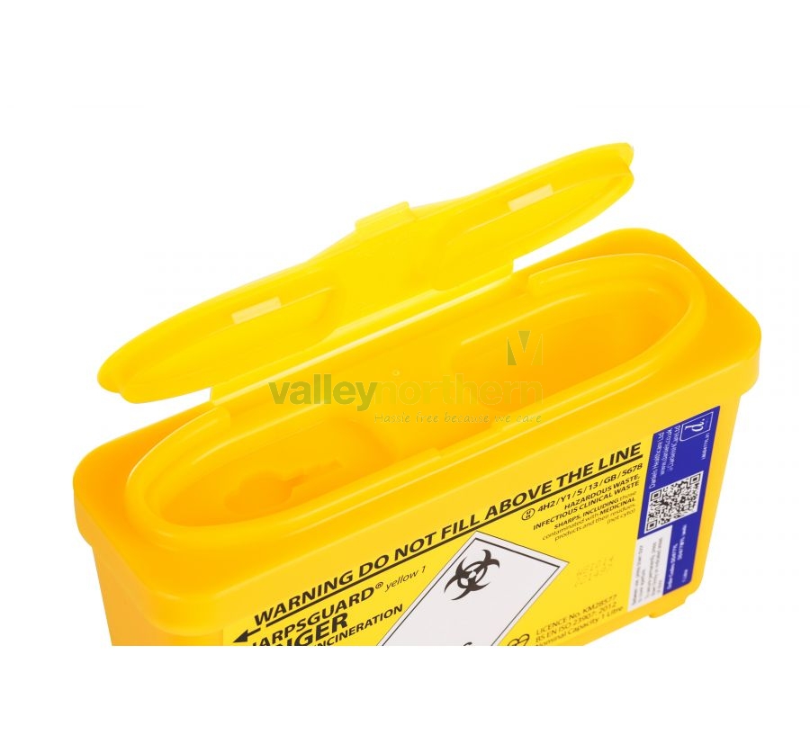 Sharps Bins - 1 Litre Yellow - Wide Opening - Valley Northern Limited
